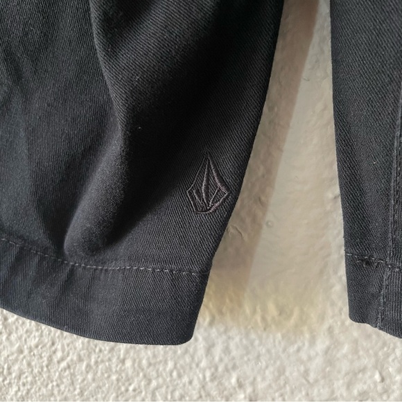 Volcom Frickin Elastic Waist Shorts Mens S Black Chino Drawstring Pockets Skater - Picture 8 of 12